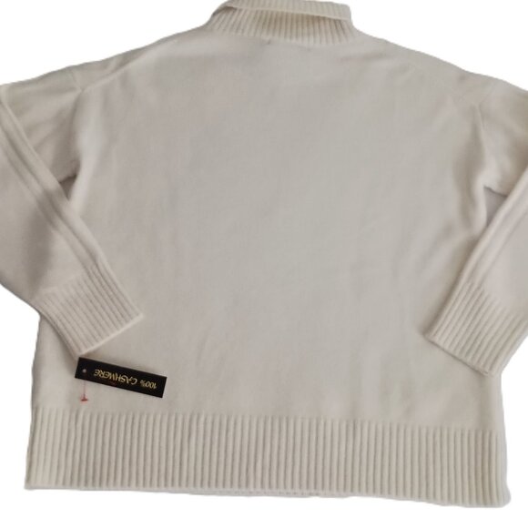 InCashmere 100% Cashmere Cream Roll Neck Sweater Women’s Size M NWT - Picture 3 of 16